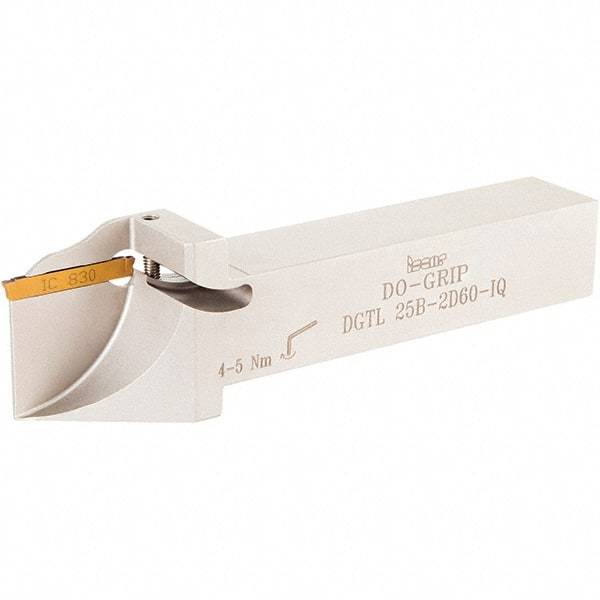 Iscar - External Thread, 5-29/32" OAL, Right Hand Indexable Grooving Cutoff Toolholder - 1" Shank Height x 1" Shank Width, DGN Insert Style, DGT Toolholder Style, Series Do-Grip - Americas Industrial Supply