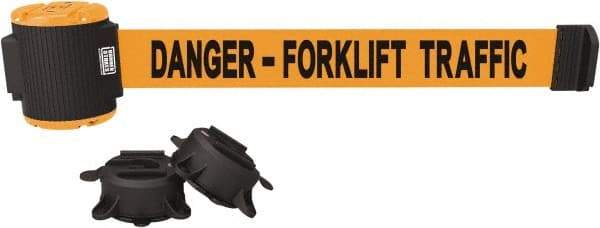 Banner Stakes - 30' Long x 2-1/2" Wide Nylon/Polyester Magnetic Wall Mount Barrier - Black on Orange - Americas Industrial Supply