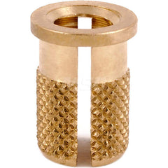 Press Fit Threaded Inserts; Product Type: Flanged; Material: Brass; Drill Size: 0.3130; Finish: Uncoated; Thread Size: M6; Thread Pitch: 1.0; Hole Diameter (Decimal Inch): 0.3130; Insert Diameter: .326; For Use On: Plastic; Overall Length: 0.50; Material
