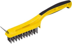 Hyde Tools - Steel Surface Preparation Wire Brush & Scraper - 3" Bristle Length, 4" Wide, Plastic Overmold Handle - Americas Industrial Supply