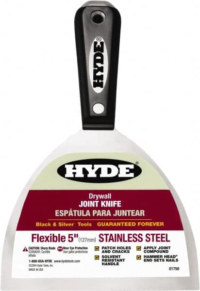 Hyde Tools - 5" Wide Flexible Blade Stainless Steel Joint Knife - Flexible, Nylon Handle - Americas Industrial Supply