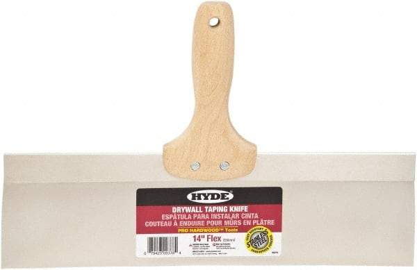 Hyde Tools - 14" Wide Flexible Blade Stainless Steel Joint Knife - Flexible, Hardwood Handle - Americas Industrial Supply