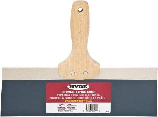 Hyde Tools - 12" Wide Flexible Blade Steel Joint Knife - Flexible, Hardwood Handle - Americas Industrial Supply