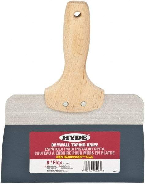 Hyde Tools - 8" Wide Flexible Blade Steel Joint Knife - Flexible, Hardwood Handle - Americas Industrial Supply