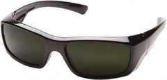 PYRAMEX - Green Lenses, Framed Safety Glasses - Scratch Resistant, Black Nylon Frame, Size Universal, Wrap Around - Americas Industrial Supply