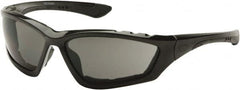 PYRAMEX - Gray Lenses, Framed Safety Glasses - Anti-Fog, Scratch Resistant, Black Nylon Frame, Size Universal, Wrap Around - Americas Industrial Supply