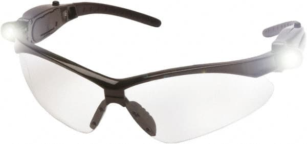 PYRAMEX - Clear Lenses, Framed Safety Glasses - Scratch Resistant, Black Nylon Frame, Size Universal, Wrap Around - Americas Industrial Supply