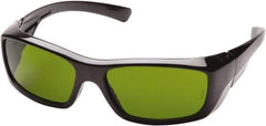 PYRAMEX - Green Lenses, Framed Safety Glasses - Scratch Resistant, Black Nylon Frame, Size Universal, Wrap Around - Americas Industrial Supply