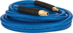 PRO-SOURCE - 3/8" ID x 0.6102" OD 25' Long Multipurpose Air Hose - MNPT(Swivel) x MNPT(Swivel) Ends, 300 Working psi, -40 to 176°F, 1/4" Fitting, Transparent Blue - Americas Industrial Supply