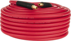 PRO-SOURCE - 3/8" ID x 0.6496" OD 100' Long Multipurpose Air Hose - MNPT x MNPT Ends, 300 Working psi, -40 to 180°F, 1/4" Fitting, Red - Americas Industrial Supply