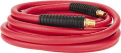 PRO-SOURCE - 3/8" ID x 0.6496" OD 25' Long Multipurpose Air Hose - MNPT x MNPT Ends, 300 Working psi, -40 to 180°F, 1/4" Fitting, Red - Americas Industrial Supply
