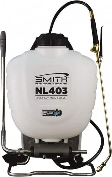 Smith Performance Sprayers - 4 Gal Chemical Safe Garden Backpack Sprayer - Use with Cleaners/Degreasers, Polyethylene Tank, Wide Mouth, Reinforced Hose - Americas Industrial Supply