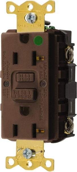 Hubbell Wiring Device-Kellems - 1 Phase, 5-20R NEMA, 125 VAC, 20 Amp, GFCI Receptacle - 2 Pole, Back and Side Wiring, Hospital Grade - Americas Industrial Supply