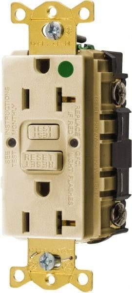 Hubbell Wiring Device-Kellems - 1 Phase, 5-20R NEMA, 125 VAC, 20 Amp, GFCI Receptacle - 2 Pole, Back and Side Wiring, Hospital Grade - Americas Industrial Supply