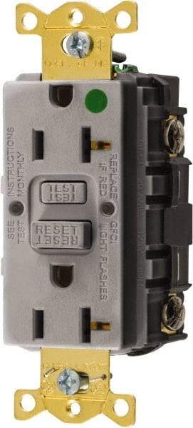 Hubbell Wiring Device-Kellems - 1 Phase, 5-20R NEMA, 125 VAC, 20 Amp, GFCI Receptacle - 2 Pole, Back and Side Wiring, Hospital Grade - Americas Industrial Supply