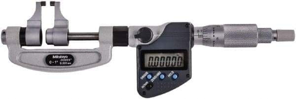 Mitutoyo - 0 to 1" Range, 0.001mm Graduation, Mechanical Outside Micrometer - Ratchet Stop Thimble, Accurate to 0.00025" - Americas Industrial Supply