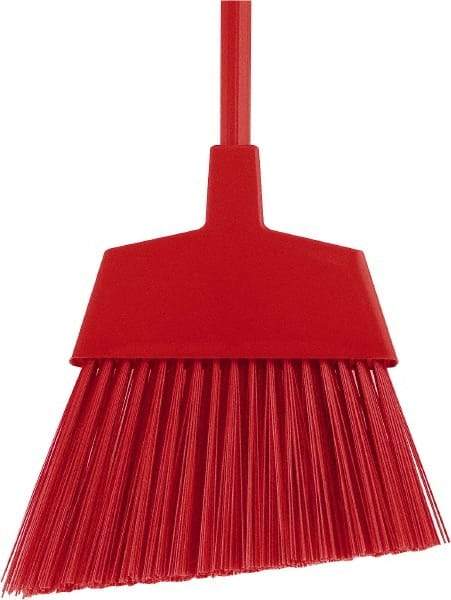O-Cedar - 12" Wide, Red Polypropylene Bristles, 48" Metal Handle, Angled Broom - 48 Inch Handle Length - Americas Industrial Supply
