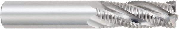 OSG - 1/2" Diam, Coarse Pitch, 1-1/4" LOC, 4 Flute Solid Carbide Roughing Square End Mill - Uncoated, 3" OAL, 1/2" Shank Diam, Centercutting, 30° Helix - Americas Industrial Supply