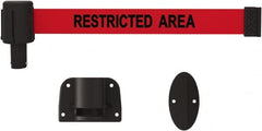 Banner Stakes - 15' Long x 2-1/2" Wide Nylon/Polyester Wall-Mounted Indoor Barrier - Black on Red - Americas Industrial Supply