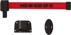 Banner Stakes - 15' Long x 2-1/2" Wide Nylon/Polyester Wall-Mounted Indoor Barrier - Black on Red - Americas Industrial Supply