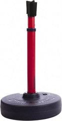 Banner Stakes - 22 to 42" High, 2-3/8" Pole Diam, Barrier Post Base, Stanchion & Receiver Head - 9" Base Diam, Round Nylon Base, Red Plastic Post, 15' x 2-1/2" Tape, For Outdoor Use - Americas Industrial Supply