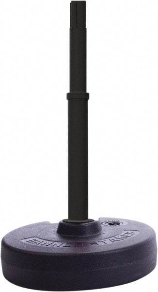 Banner Stakes - 22 to 42" High, 2-3/8" Pole Diam, Barrier Post Base, Stanchion & Receiver Head - 9" Base Diam, Round Nylon Base, Black Plastic Post, 15' x 2-1/2" Tape, For Outdoor Use - Americas Industrial Supply