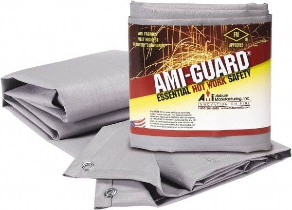 Auburn Mfr - 8' High x 6' Wide x 0.016" Thick Fiberglass Welding Curtain - Gray, Grommet - Americas Industrial Supply