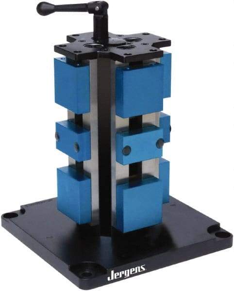 Jergens - 4" Jaw Width, 7" Max Jaw Opening, Manual Self Centering Vise - 7,200 Max Operating psi, 2.2" Stroke Length, 7" OAL x 6" OAW x 17.56" OAH - Americas Industrial Supply