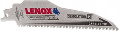 Lenox - 6" Long x 1" Thick, Carbide Reciprocating Saw Blade - Tapered Profile, 6 TPI, Toothed Edge, Tang Shank - Americas Industrial Supply