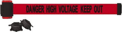 Banner Stakes - 7' Long x 2-1/2" Wide Nylon/Polyester Magnetic Wall Mount Barrier - Black on Red - Americas Industrial Supply