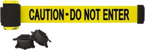 Banner Stakes - 7' Long x 2-1/2" Wide Nylon/Polyester Magnetic Wall Mount Barrier - Black on Yellow - Americas Industrial Supply