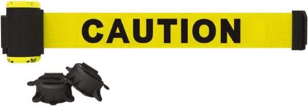 Banner Stakes - 7' Long x 2-1/2" Wide Nylon/Polyester Magnetic Wall Mount Barrier - Black on Yellow - Americas Industrial Supply