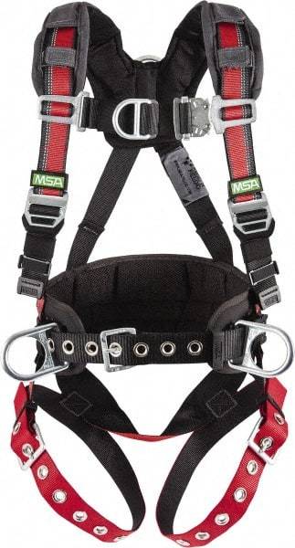 MSA - 310 Lb Capacity, Size X-Large, Full Body Construction Harness - Webbing, Tongue Buckle Leg Straps, Quick-Connect Chest Strap, Full Body Protection - Americas Industrial Supply