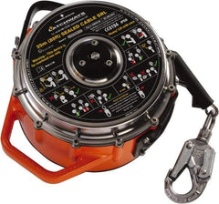 MSA - 85' Long, 310 Lb Capacity, Stainless Steel Cable Self-Retracting Lanyard - Steel Locking Snap Hook Connector, Stainless Steel Swivel - Americas Industrial Supply
