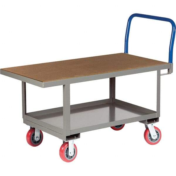 Little Giant - 2,000 Lb Capacity Steel Platform Truck - Steel Deck, 30" OAW, 61-1/2" Platform Length, Polyurethane Casters - Americas Industrial Supply