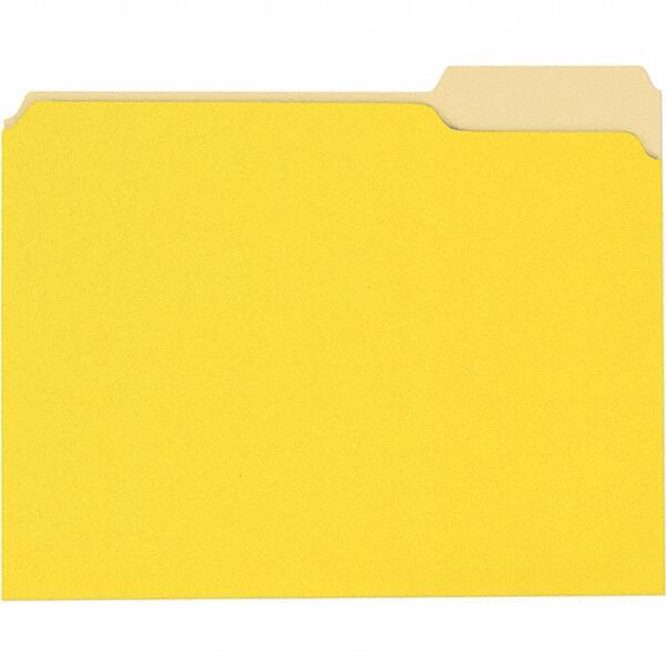 Universal One - 8-1/2 x 11", Letter Size, Yellow, File Folders with Top Tab - 11 Point Stock, 1/3 Tab Cut Location - Americas Industrial Supply