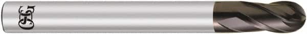 OSG - 3mm Diam, 2.3mm LOC, 2 Flute Solid Carbide Ball End Mill - WXS Finish, Single End, 70mm OAL, 6mm Shank Diam, Spiral Flute - Americas Industrial Supply