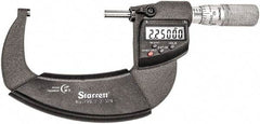 Starrett - 2 to 3" Range, Standard Throat IP67 Electronic Outside Micrometer - Friction Thimble, Carbide Face, CR2032 Battery - Americas Industrial Supply