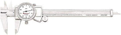 Starrett - 0" to 6" Range, 0.001" Graduation, 0.1" per Revolution, Dial Caliper - White Face, 1.5" Jaw Length, Accurate to 0.001" - Americas Industrial Supply