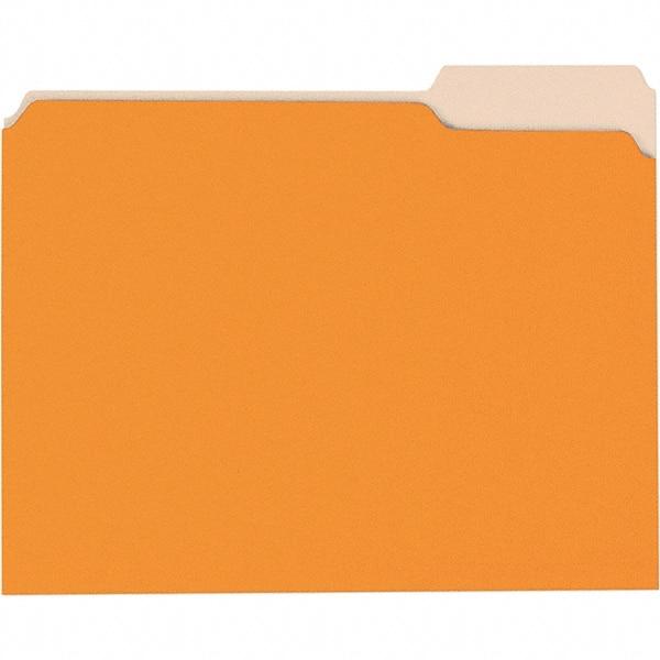 Universal One - 8-1/2 x 11", Letter Size, Orange/Light Orange, File Folders with Top Tab - 11 Point Stock, 1/3 Tab Cut Location - Americas Industrial Supply