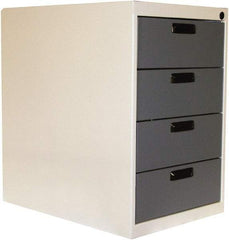 Proline - 4 Drawer, Modular Storage Cabinet - 16 Gauge Steel, 18" Wide x 26" Deep x 27-1/2" High, Blue/White - Americas Industrial Supply