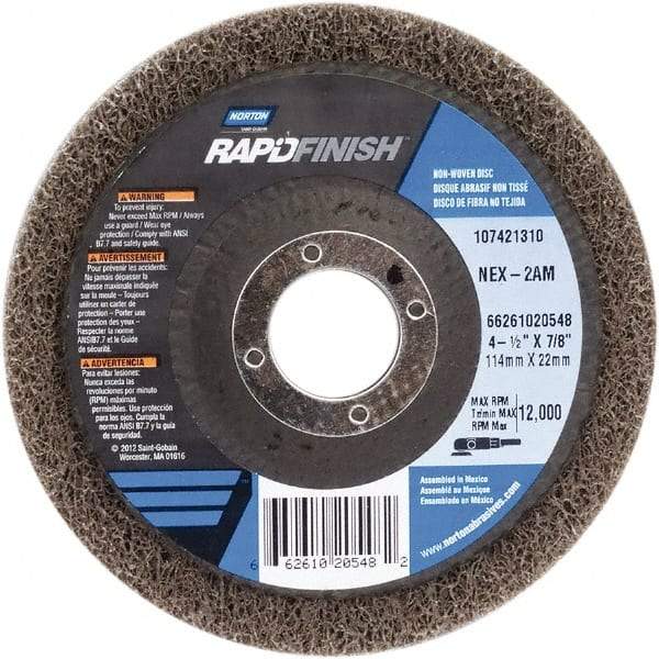 Norton - 4-1/2" Medium Grade Aluminum Oxide Deburring Disc - 7/8" Center Hole, Arbor Connection - Americas Industrial Supply