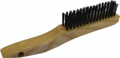 Gordon Brush - 4 Rows x 16 Columns Steel Scratch Brush - 4-3/4" Brush Length, 10" OAL, 1/8 Trim Length, Wood Shoe Handle - Americas Industrial Supply