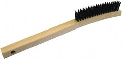 Gordon Brush - 3 Rows x 19 Columns Steel Scratch Brush - 5-3/4" Brush Length, 13-3/4" OAL, 1/8 Trim Length, Wood Curved Handle - Americas Industrial Supply