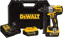 DeWALT - 20 Volt 1/2" Chuck Pistol Grip Handle Cordless Drill - 0-2000 RPM, Keyless Chuck, Reversible, 2 Lithium-Ion Batteries Included - Americas Industrial Supply