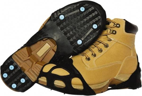 Duenorth - Size 5.5-7, (Women's Size 6.5-9.5) Strap-On Cleat - Tungsten Carbide Spike Traction, Black - Americas Industrial Supply