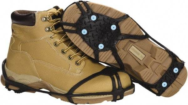 Duenorth - Size L, (Women's Size L) Strap-On Cleat - Tungsten Carbide Spike Traction, Black - Americas Industrial Supply