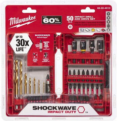 Milwaukee Tool - Impact Ready Accessory Set - 1/16 to 1/4" Hex, #1, #2, 1/4" Hex Drive, Phillips, Slotted, Torx, Square Point - Americas Industrial Supply