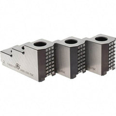 Bison - 10" Max Chuck Diam Compatibility, Steel 1.5mm x 60° Serrated Hard Lathe Top Jaws - 3 Steps, 16mm Groove Width, 40mm Wide x 102mm Long x 54mm High - Americas Industrial Supply