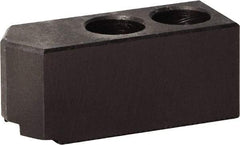 Bison - 169mm Max Chuck Capacity, 1.5mm x 60° Serrated Interface, Square Soft Lathe Chuck Jaw - 3 Jaw, Steel, 20mm Btw Mount Hole Ctrs, 65mm Long, 40mm Wide, 40mm High, 12mm Groove, M10mm Fastener - Americas Industrial Supply